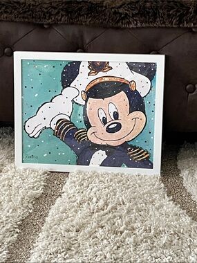 Disney Cruise Line Silver Anniversary at Sea framed capt Mickey Mouse w/coa